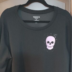 Torrid Black Top with Pink Skull Design